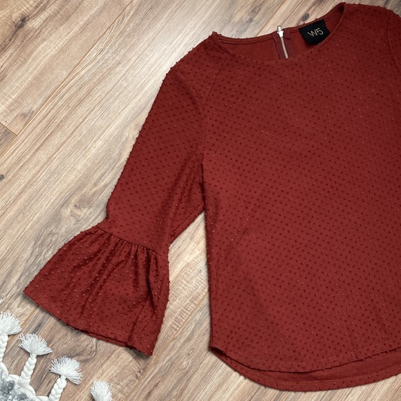 W5 | Bell sleeved blouse rust orange brown small - Picture 3 of 9